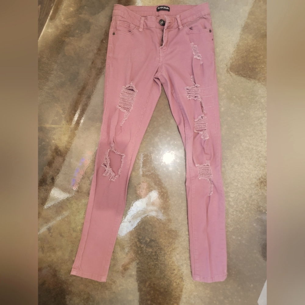 Silver Crush Pink Ripped Jeans
